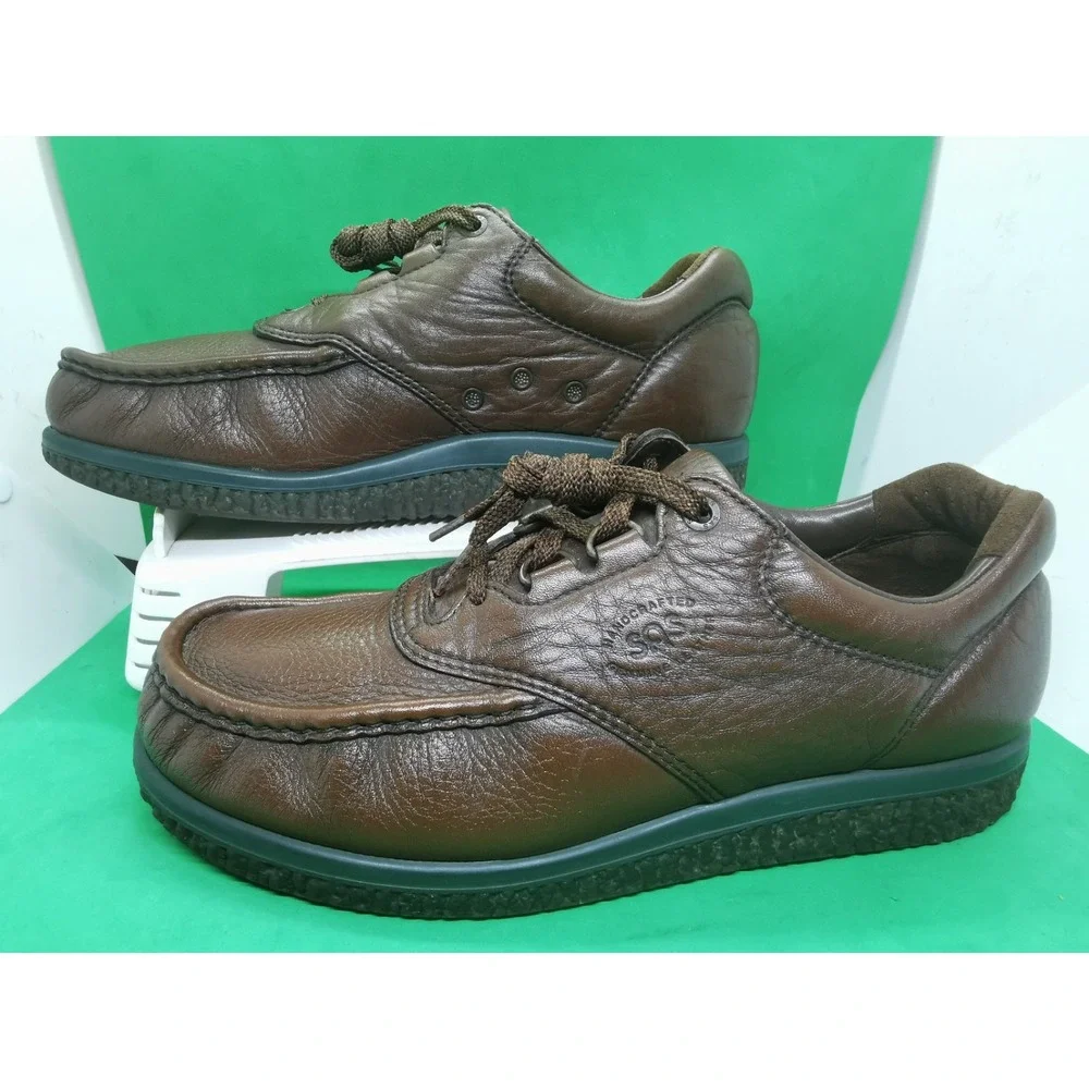 SAS PATHFINDER Handcrafted Brown Tumbled Leather Moc Toe Shoes Men's Size 11 N
